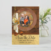 Strikendes Foto der Hochzeit im Herbst Save the Da Save The Date (Stehend Vorderseite)