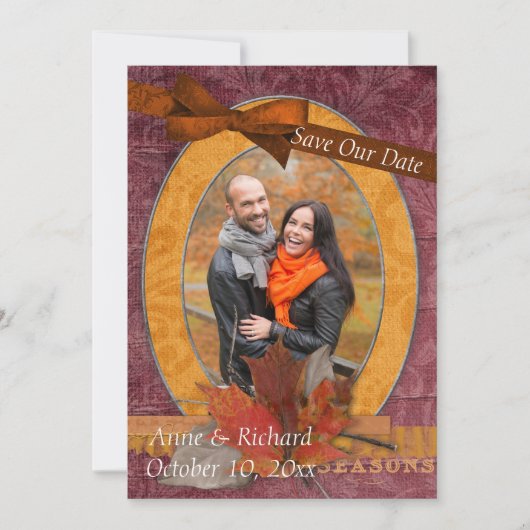 Strikendes Foto der Hochzeit im Herbst Save the Da Save The Date (Vorderseite)