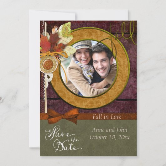Strikendes Foto der Hochzeit im Herbst Save the Da Save The Date (Vorderseite)