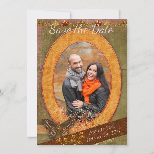 Strikendes Foto der Hochzeit im Herbst Save the Da Save The Date (Vorderseite)