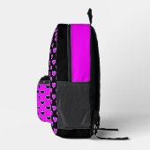 Striking Black Pink Herzen Bedruckter Rucksack (Rechts)