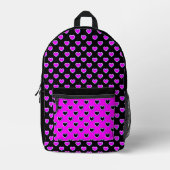 Striking Black Pink Herzen Bedruckter Rucksack (Vorderseite)