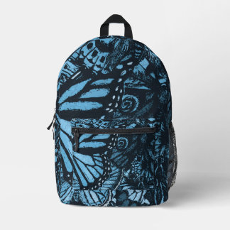 Striking Blaue Schmetterlingsflügel Muster Ästheti Bedruckter Rucksack
