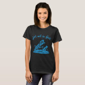 Striking Blue Mantis hält einen weiteren Cartoon T-Shirt (Vorne ganz)