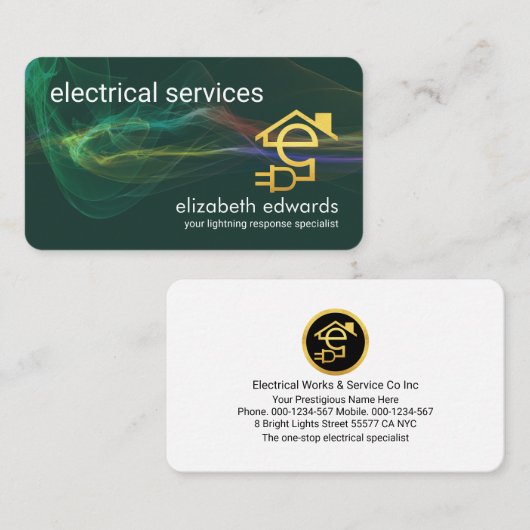 Striking Electrical Lightning Powers Home Circuit Visitenkarte (Vorne/Hinten)