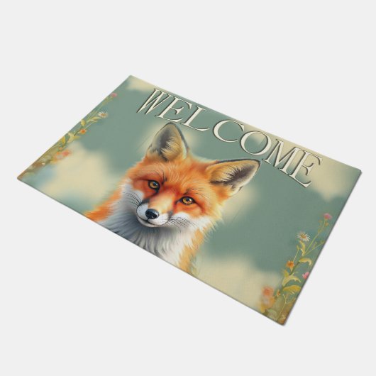 Striking Eyes of a Cunning Red Fox Welcome Fußmatte (Schrägansicht)