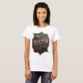 Striking Gold BOSTON Text Design T-Shirt (Vorne ganz)