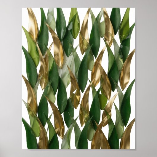 Striking Gold LEAFY FUSION 3D Text Kunst Poster (Vorne)