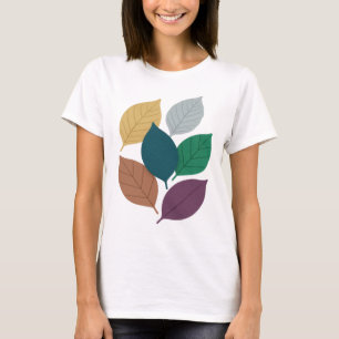 Striking Grau HERBSTBLÄTTER Künstlerisches Motiv T-Shirt