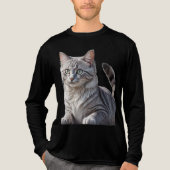 Striking Gray Tabby Cat with Green Eyes Tri-Blend Shirt (Vorderseite)