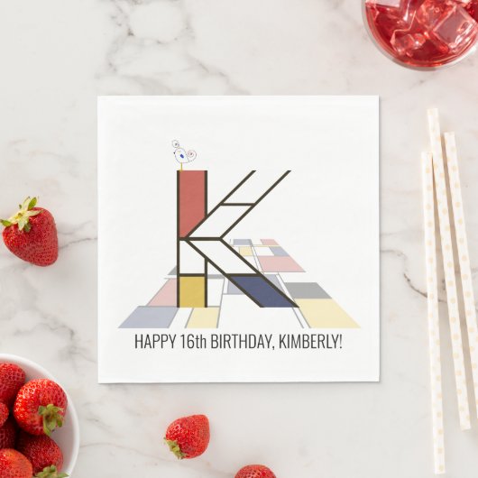 Striking Neoplasticism Style Monogram. Letter K Serviette (Beispiel)