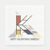 Striking Neoplasticism Style Monogram. Letter K Serviette (Vorderseite)