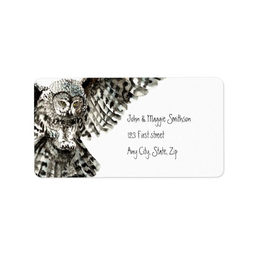 Striking Owl Bird Nature Custom Art Adressaufkleber (Vorne)