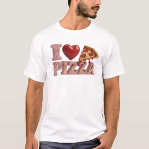 Striking Pink I LOVE PIZZA Wearable Kunst T-Shirt