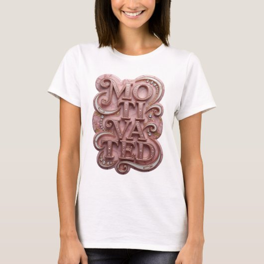 Striking Pink MOTIVIERTES Statement-Design T-Shirt (Vorderseite)