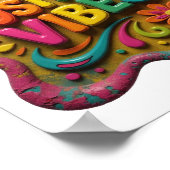 Striking Pink POSITIVE VIBES Text Design Poster (Ecke)
