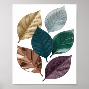 Striking Silber BLÄTTER DESIGN Druck Poster