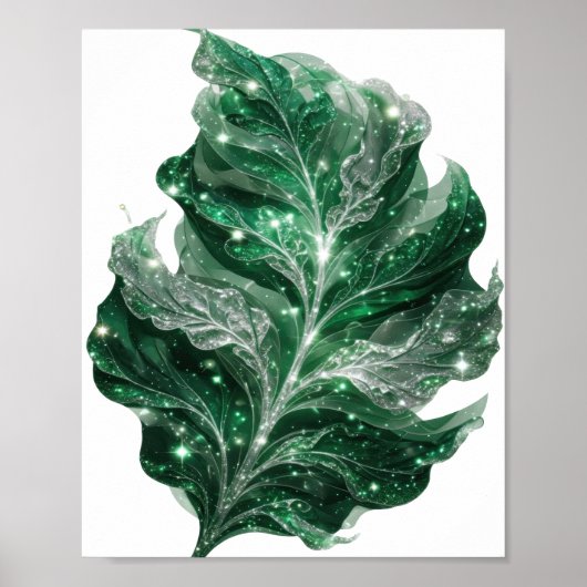 Striking Silber GRÜNE BLÄTTER MIT STERNEN Poster (Vorne)