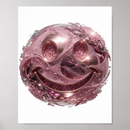 Striking Silber HAPPY FACE Bold Design Poster (Vorne)