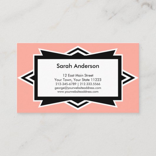 Striking Simple Art Deco Custom Color Visitenkarte (Rückseite)