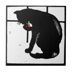 Striking Victorian Woodcut Tier Untersetzer Katzen