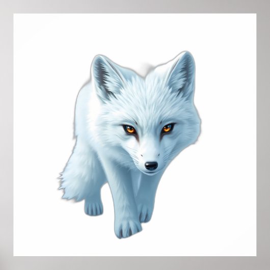 Striking White Arctic Fox with Intense Gaze Poster (Vorne)