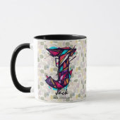 Strikte geometrische Monogramm-Tasse - J für Jack Tasse (Links)