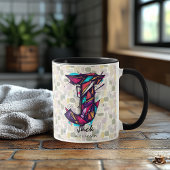 Strikte geometrische Monogramm-Tasse - J für Jack Tasse