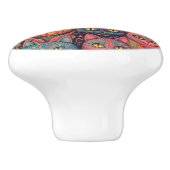 Strikte und farbenfrohe psychedelische Katzen Keramikknauf (Seitenansicht)