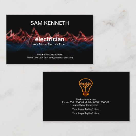 Strikter Red Blue Electric Wave Electrical Visitenkarte (Vorne/Hinten)