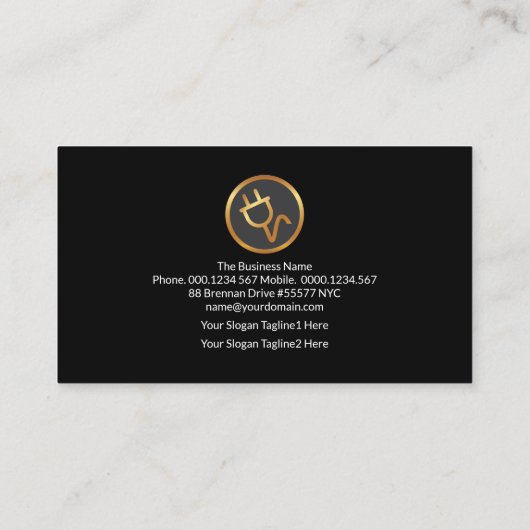 Strikter Red Electric Lightning Electrical Visitenkarte (Rückseite)