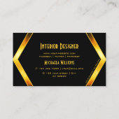 Strikter Schwarz Geometrischer Orangenschimmer mit Visitenkarte (Rückseite)