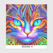 Strikter Tee Augen farbenfrohe Ai generierte Katze Aufkleber (Blatt)