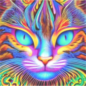 Strikter Tee Augen farbenfrohe Ai generierte Katze Aufkleber (Vorderseite)