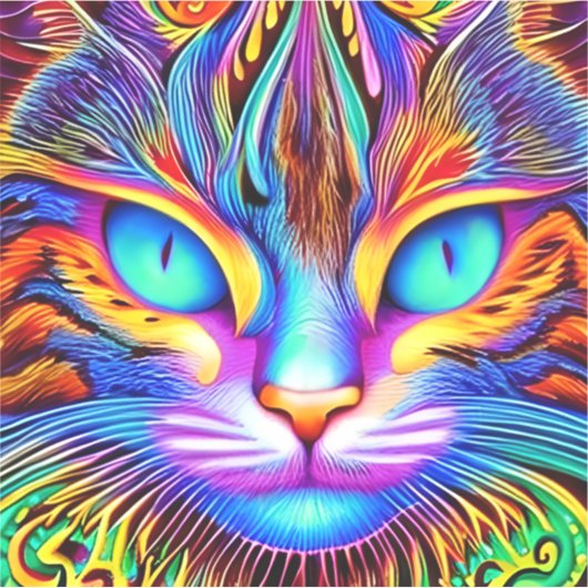 Strikter Tee Augen farbenfrohe Ai generierte Katze Aufkleber (Vorderseite)