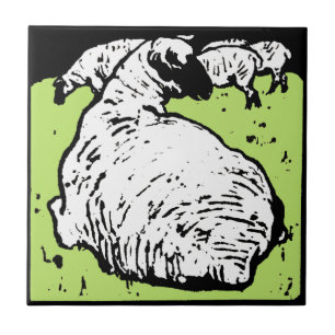 Strikter Viktorianischer Holzschnitt tierischer Un Fliese