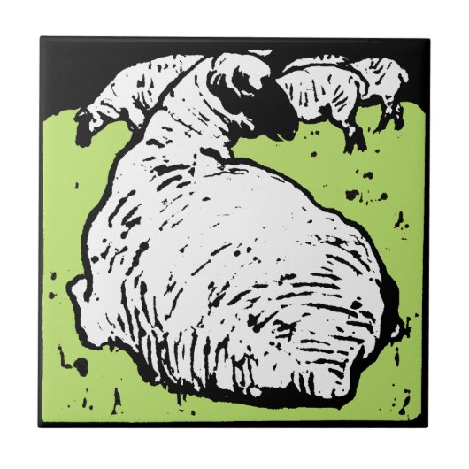 Strikter Viktorianischer Holzschnitt tierischer Un Fliese (Vorderseite)