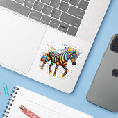 Strikter Zebra Charm Aufkleber (Laptop mit iPhone)