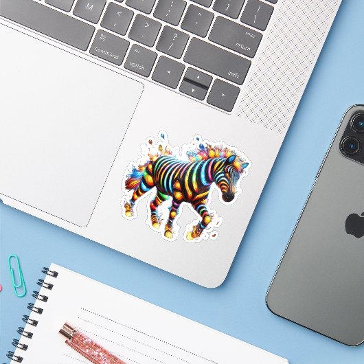 Strikter Zebra Charm Aufkleber (Laptop mit iPhone)