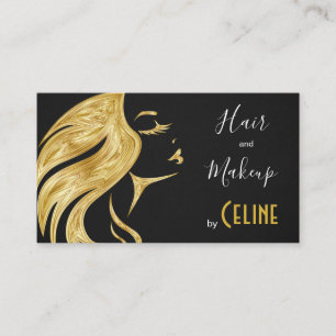 Striktes Haar- und Makeup Black and Gold Business  Visitenkarte