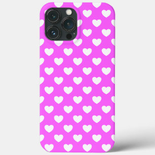 Striktes Rosa, weißes Herz, Polka Dots Muster Case-Mate iPhone Hülle