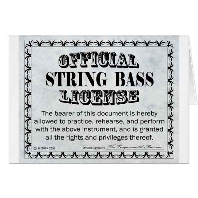 String-Bass-Lizenz (Vorderseite (Horizontal))
