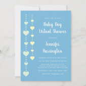 String Hearts Blue Yellow Mint Virtual Baby Dusche Einladung (Vorderseite)