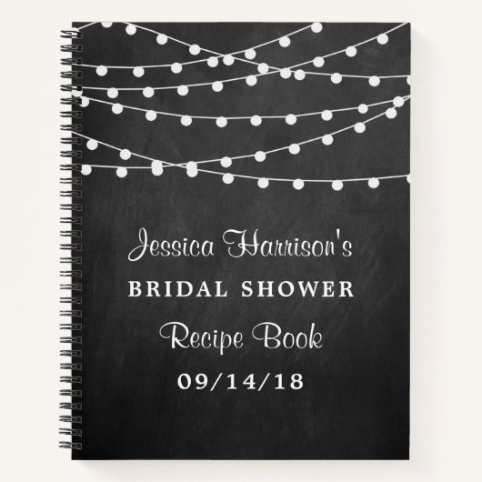 String-Leuchten auf Chalkboard Brautparty Rezept Notizblock (Vorderseite)