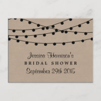 String-Leuchten auf rustikalem Kraft-Brautparty-Re