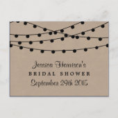 String-Leuchten auf rustikalem Kraft-Brautparty-Re Postkarte (Vorderseite)