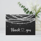 String-Leuchten Schwarz-weiß Flat Danke Karte (Stehend Vorderseite)