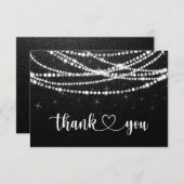 String-Leuchten Schwarz-weiß Flat Danke Karte (Vorne/Hinten)