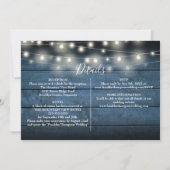 String leuchtet rustikales blaues Foto in einer Ho Einladung (Rückseite)