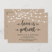 String-Lichter, Liebe ist geduldig, Hochzeit versc Postkarte (Vorne/Hinten)